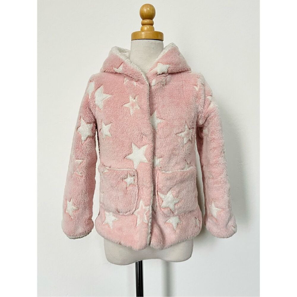 Me Jane Girls 4 Hooded Star Appliqué Faux Fur Jacket Coat